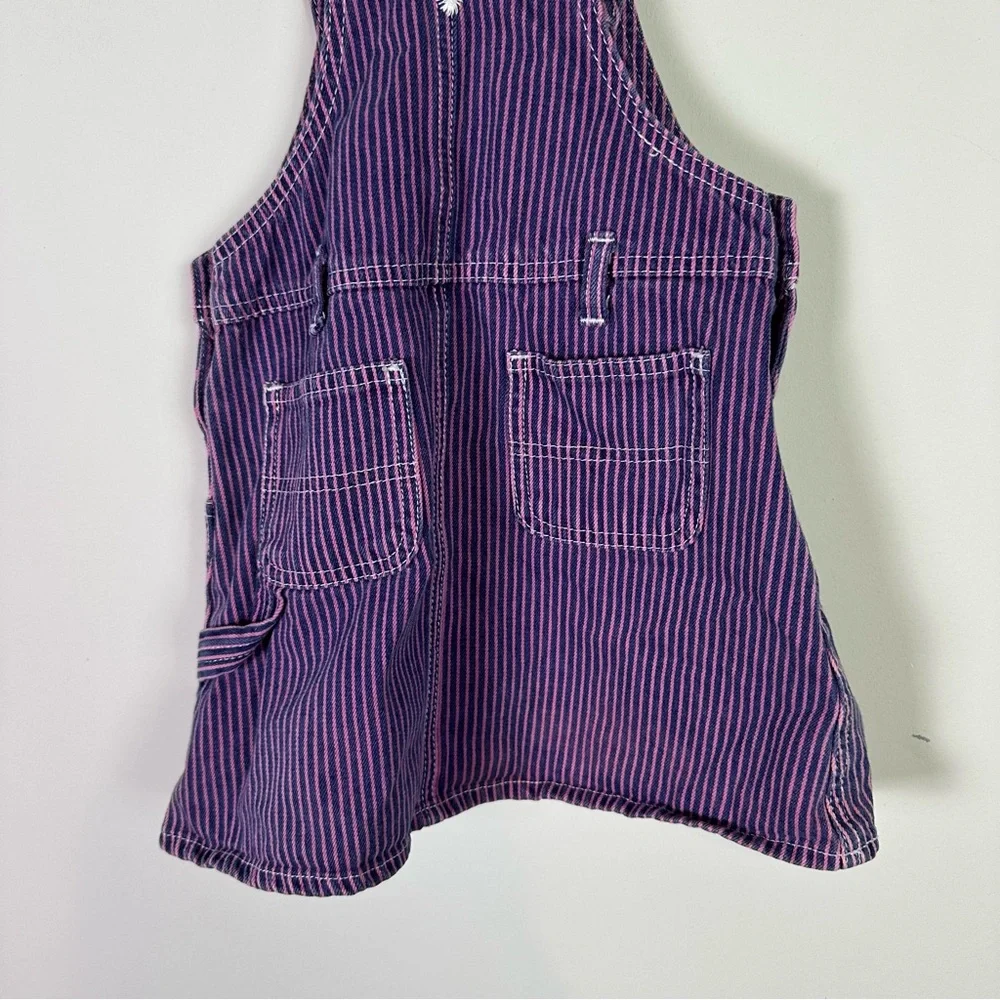 Oshkosh B'Gosh Vintage Toddler Girl Skirtalls Pinstripe Denim Dress Size 2 T